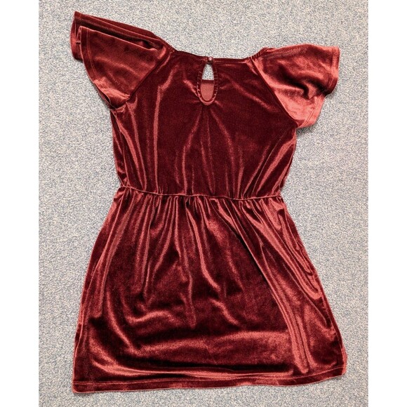 Burgundy Button Closure Velvet Flutter Sleeve Dress Old Navy Girls Size XS 5 - Picture 3 of 3